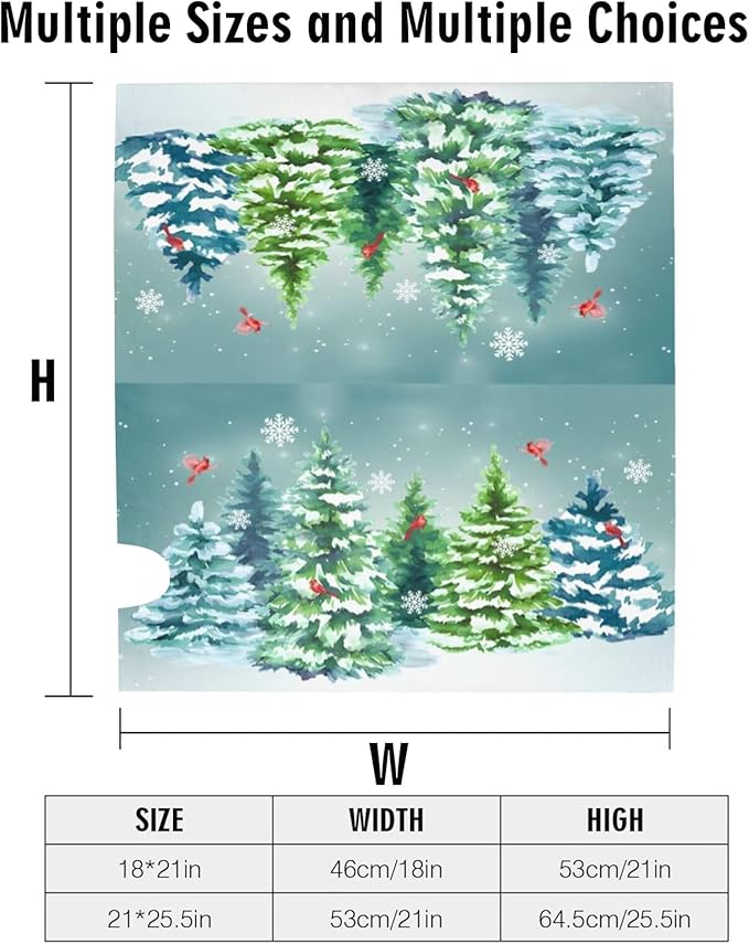 Winter Pine Tree Welcome Mailbox Cover, Christmas Xmas Cardinal Snow 21" Lx 18" W Magnetic Mailbox Cover, Green Forest Red Bird Standard Post Letter Box Wrap for Garden Yard Decoration