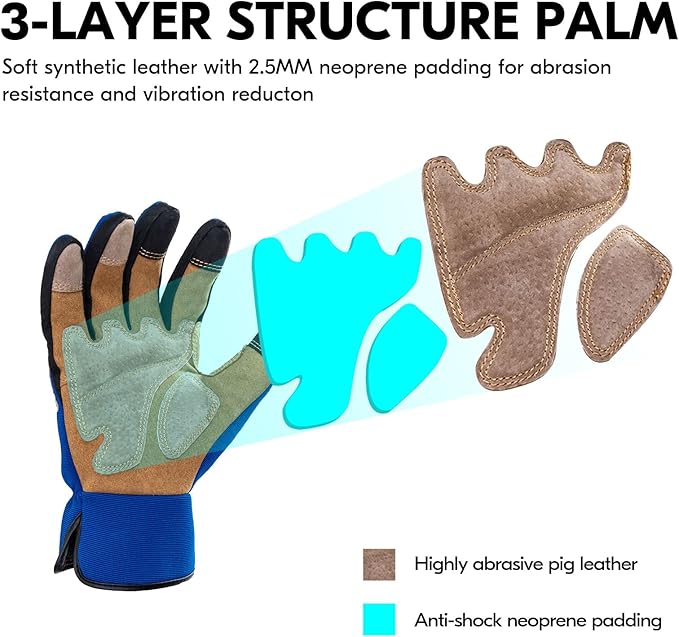 Vgo... 1-Pair Gardening Gloves Men, Safety Work Gloves, Puncture-proof, Thornproof, Touchscreen (SL7475)