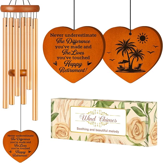 Retirement Gifts for Women, 36" Retirement Wind Chime for Women Men, Happy Retirement for Friends Teachers Nurse Boss Colleague Female, Going Away Gifts, 36" Garden Decorations for Outside