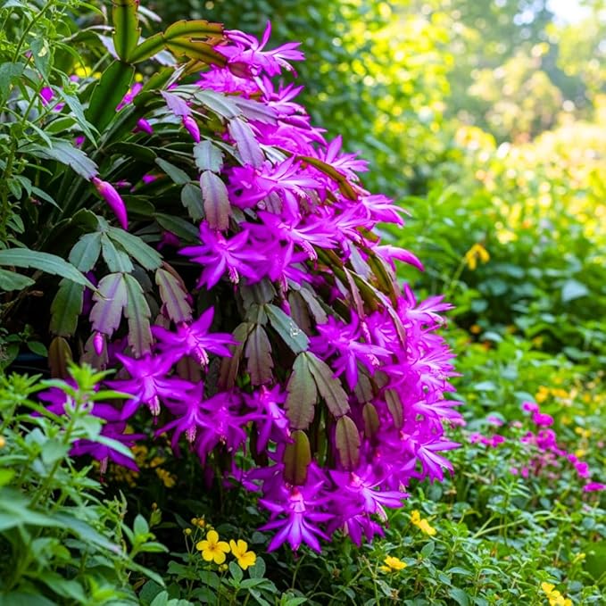Thanksgiving Cactus Plants Live in 4" Pot, Holiday Christmas Cactus, Colorful Indoor Houseplant, Zygocactus Like, Ready to Bloom (Purple)
