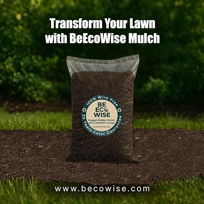 – 100% Wire-Free Premium Grade Shredded Rubber Mulch for Playgrounds & Landscaping | Safe for Kids & Pets, No Replacement Needed, Ultra Durable | Brown, 10 lb (0.6 cu ft)