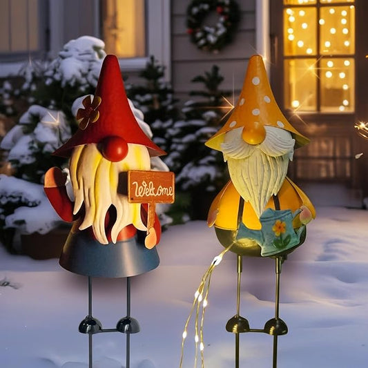 HONGLAND Solar Garden Gnomes Outdoor Statue -18 Inch Gnomes Decorations for Yard with Firework Solar Lights -3D Outdoor Figurines for Patio Yard Lawn Porch
