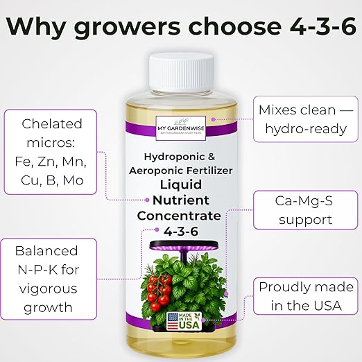 Liquid Plant Food – Hydroponics Nutrients for Indoor House Plants, Tomato, Strawberry, Lucky Bamboo, Lettuce, Vegetable Garden & Herbs – Aero Nutrients Liquid Fertilizer for All Growing Systems (32oz)