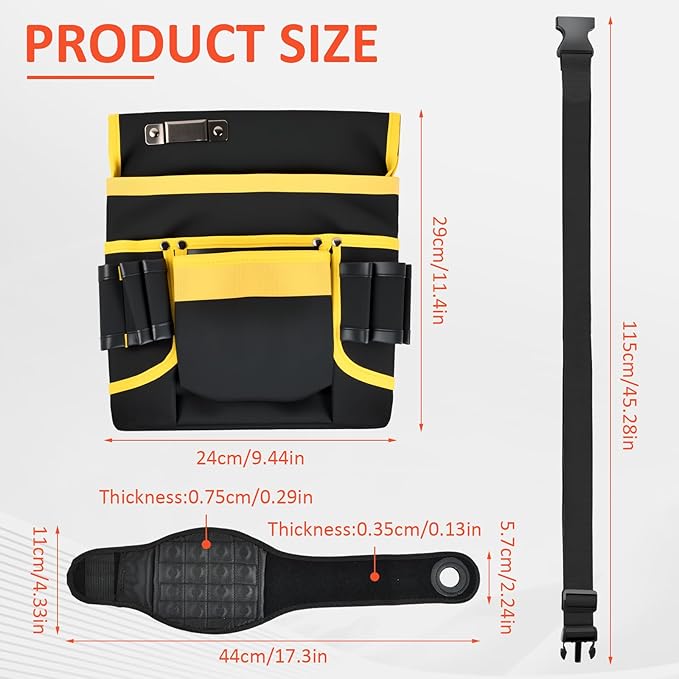 Electrician Tool Belt, Magnetic Waist Tool Belts for Men, Electrician Tool Pouch with 13 Pockets & Wristband for Tools, Adjustable Heavy-Duty Oxford Tool Pouch for Electricians Carpenters Gift
