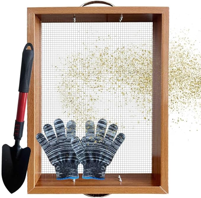 Large Soil Sifter with Handle, Garden Sifter for Compost, Sifting Soil, Screen, Loam Soil, Gravel, Leaves, Sand and Loam Soil, Fits Most Size Garden Yard Wheelbarrow Carts