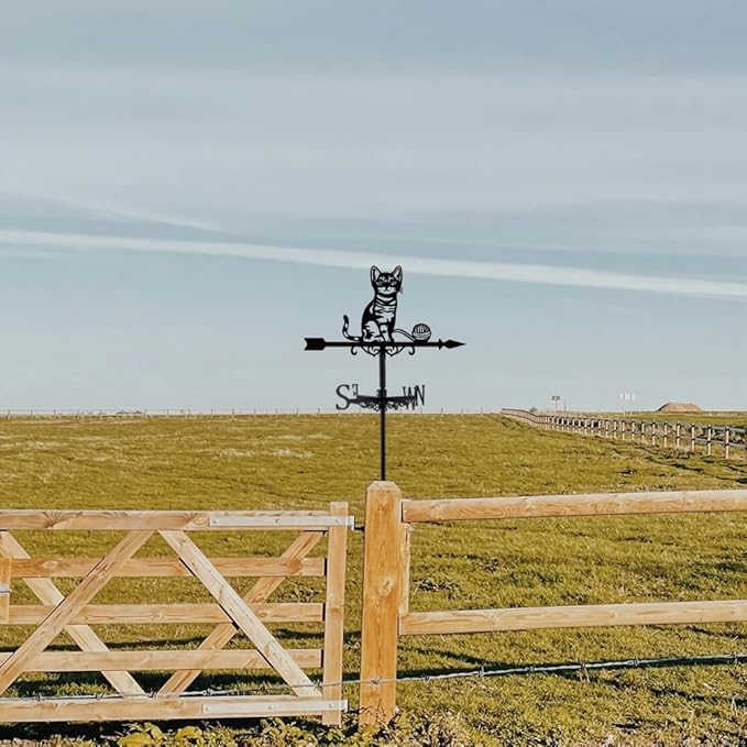 SUPERDANT Cat Weather Vane Cat String Ball Weathervane Decorative Weathervane Metal Wind Direction Indicator Wind Vane Sign Garden Stake for Farmhouse Yard Outdoor Barn Sheds Patio