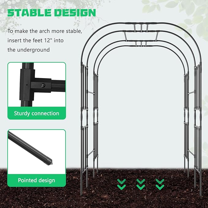 DoCred Large Garden Arch Trellis for Climbing Plants, 87'' H x 59'' L x 47'' W Outdoor Grape Vine Trellises Arch Arbor Gazebo, Grape Trellis for Courtyard and Garden Decoration, Black