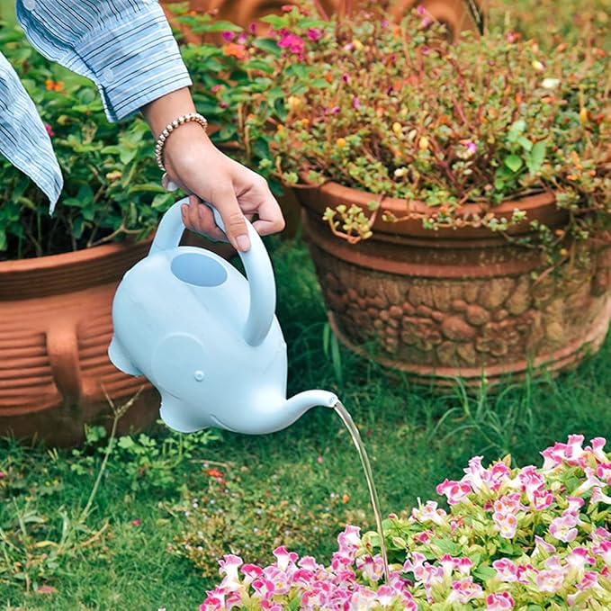 0.4 Gallon Plastic Watering Can Small Lightweight Cute Indoor Outdoor Garden Plants, Adult Elephant Watering Can STYLE1: Blue