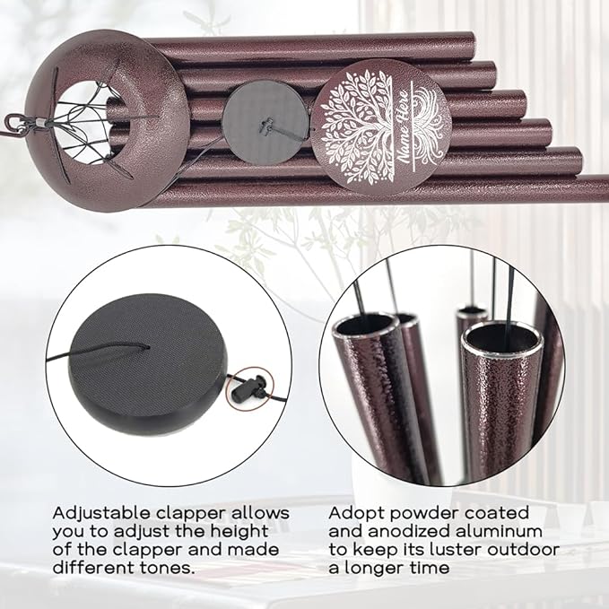 Personalized Wind Chimes, Retirement Gifts Wind Chimes, Congratulate Retire for Dad/Mom, Life Tree Metal Retirement Wind Chime for Woman/Man Outdoor 36inch (Produced in USA)