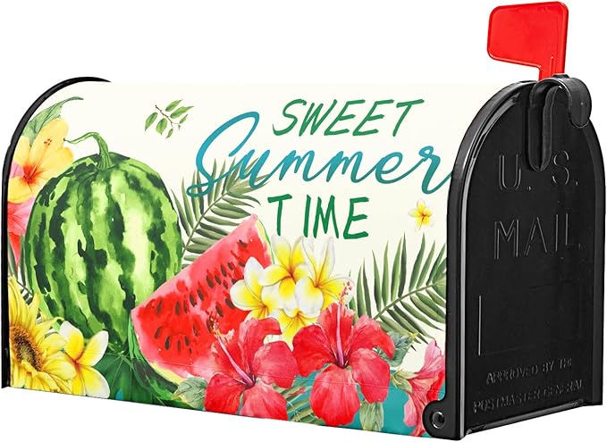Summer Magnetic Flower Mailbox Covers - Standard Size 18" X 21" Tropical Plant Wraps for Outside Garden Yard Farmhouse Home Outdoor Decoration
