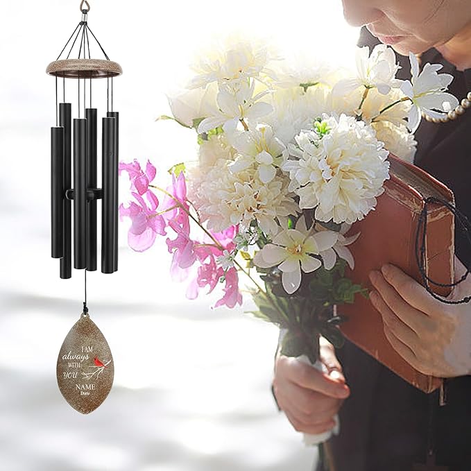 ASTARIN Personalized Wind Chimes Outdoor Deep Tone,35'' Customized Memorial WindChimes for Loss of Loved One,Melody Wind Chime Unique as Sympathy Gift,Home Décor for Garden