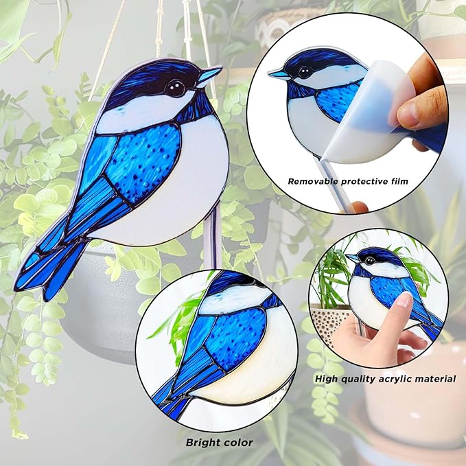 Bird Acrylic Stakes 4.5 Inch Colorful Garden Decoration Acrylic Plant Label Signs for Flower Pot Planter House Decors Indoor Outdoor Plant Pot Decoration (Bird 1)