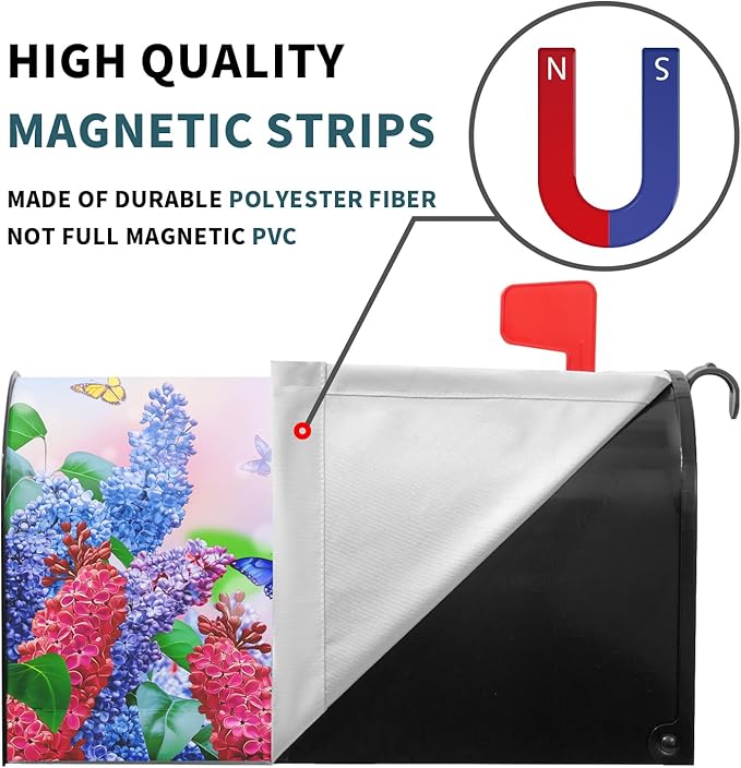 Spring Flower Mailbox Covers Magnetic Standard Size 21 X 25.5 Inch Butterfly Magnetic Mailbox Cover Summer Floral Mailbox Wraps Post Box Cover Decoration Outdoor Garden Home Yard Outside