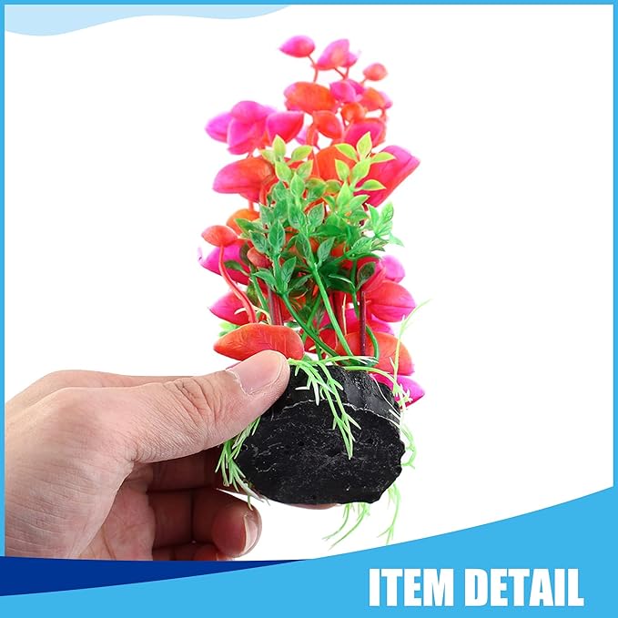 Aquarium Decoration,Aquarium Aquascaping Artificial Plants for Aquarium Fish Tank, 8Inch(Red/Green)