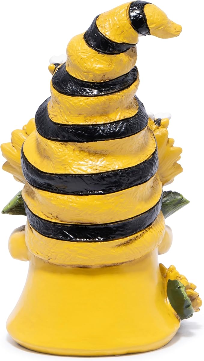 Hodao Spring Bumble Bee Gnome Figurine - Cute Garden Decor with Sunflower Accents, Yellow Bee Statue for Spring Home Table Decor, Unique Gifts for Nature Lovers