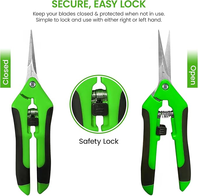 Garden Guru Razor Sharp Snip – Professional Garden Pruning Shears Trimmers Scissors – Super Sharp Micro-Tip Precision Stainless Steel Blades - Easy on Arthritic Hands - Soft Ergonomic Handles (2 Pack)