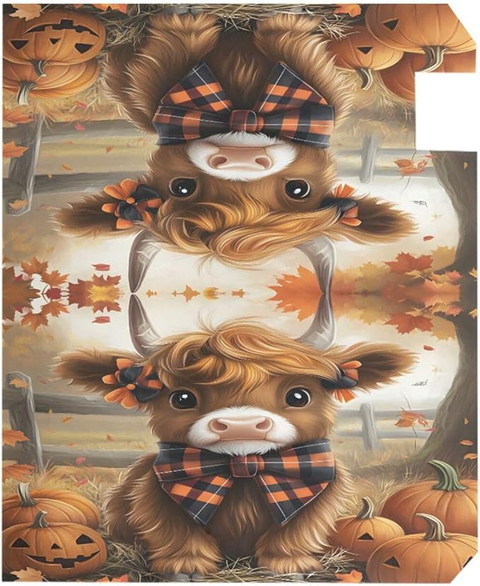 Autumn Highland Cow Fall Pumpkin Magnetic Mailbox Cover MailWraps Garden Yard Home Decor for Outside Standard Size-18"x 20.8"