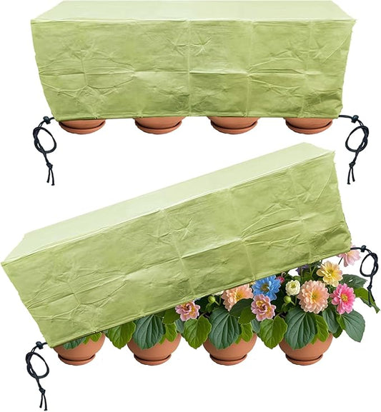 EJW Planter Cover, Frost Cloth,Plant Covers Freeze Protection,39'' x 17'' x 15.7'' Outdoor Plant Cold Protection, Outdoor Plant Frost Fabric, for Flower Box, Balcony Planter 2 Piece Set