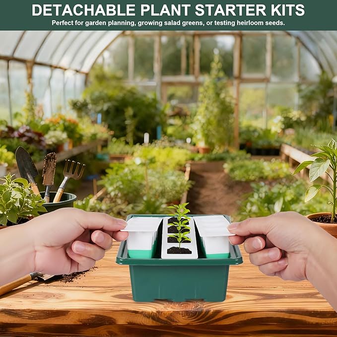 Sondiko Seed Starter Tray with Soft Silicone Cells, 48-Cell Reusable Seed Starter Kit, Seedling Starter Trays with Humidity Dome, Mini Greenhouse Germination Kit, Perfect for Beginner Gardeners