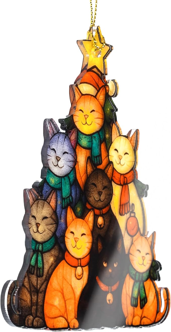 Funny Christmas Ornaments 2025 cat Ornaments - cat Christmas Ornament - Cats Ornaments for Christmas Tree - Christmas Ornament - Cats Christmas Decor - catt Lover Gifts