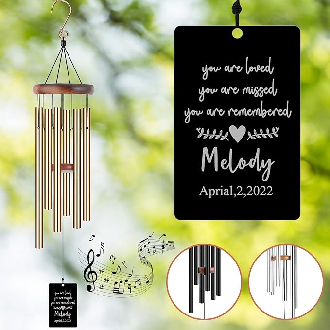 Memorial Wind Chimes Engraved Personalized Wind Chimes for Loss of Loved One,Sympathy Wind Chimes for Outside,Bereavement/Remembrancegifts for Loss of Mother Father