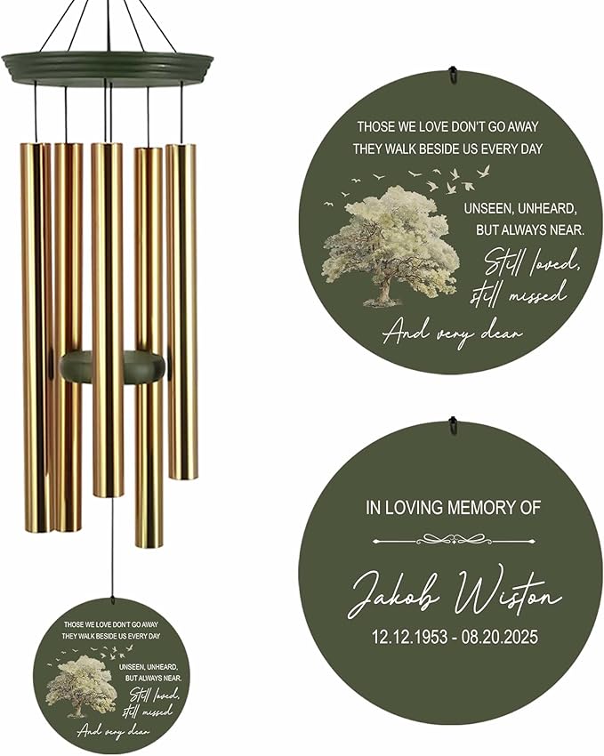 ASTARIN Custom Sympathy Wind Chimes for Loss of Loved One, Remembrance Gift for Loss Husband Wife, Windchimes in Memory of a Loved One, Gifts for Grieving Friends(Produced in USA)