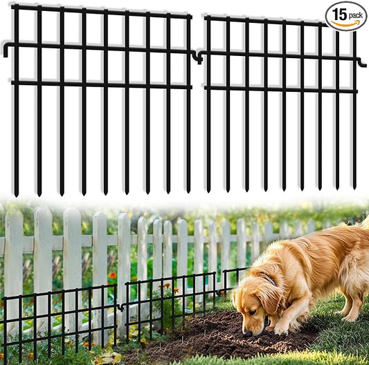 15 Panels Dog Digging Fence Barrier, 16.25ft(L) X 12in(H) Animal Barrier Fences, No Dig Defense Rabbits Fencing for Garden Outdoor Yard Deck Bottom Blocker