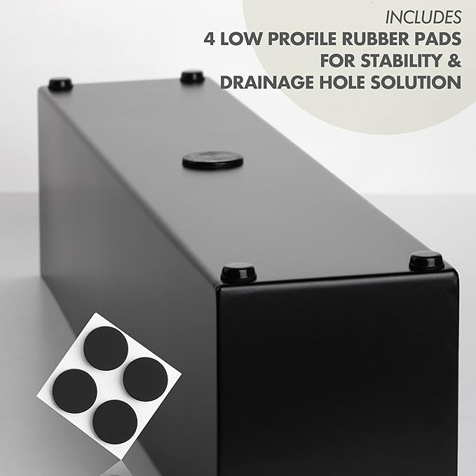 DR&Co Modern Rectangle Planter Box - 32" Metal Planter Ideal for Long Succulent, Rectangular Box for Table or Window Sill, Trough for Indoor Window, Black