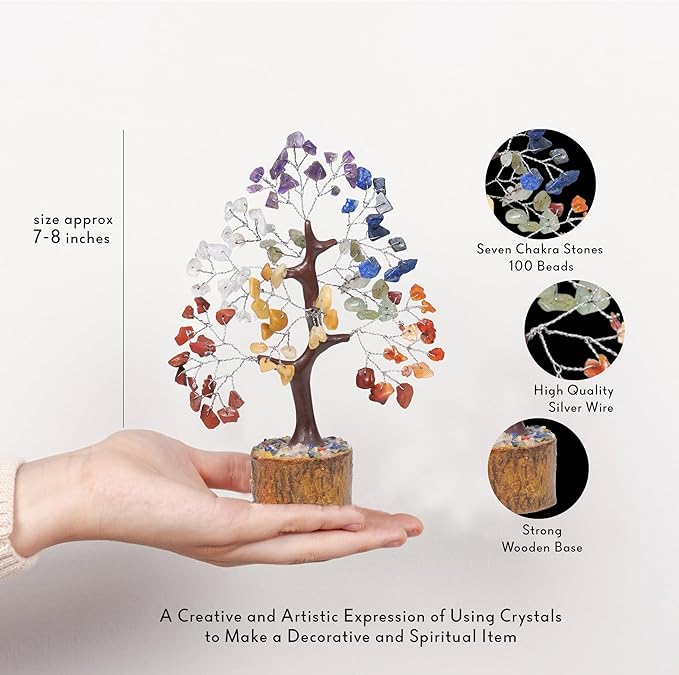 PYOR 7 Chakra Tree of Life Crystal Tree, Healing Crystals, Office Desk Accessories for Women, House Warming Gifts New Home, Crystals and Healing Stones, Office Decor, Crystal Gifts for Women