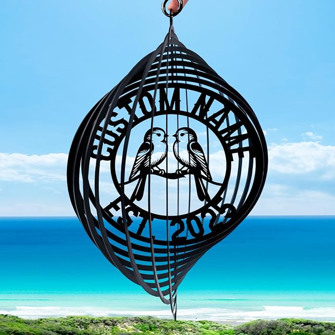 Personalized Metal Wind Spinners, Custom Last Name Garden Wind Spinners, Hanging Outdoor Decor, Hanging Wind Spinner for Indoor Yard Lawn Patio Porch, Garden Decor Gift for Women Men Color01