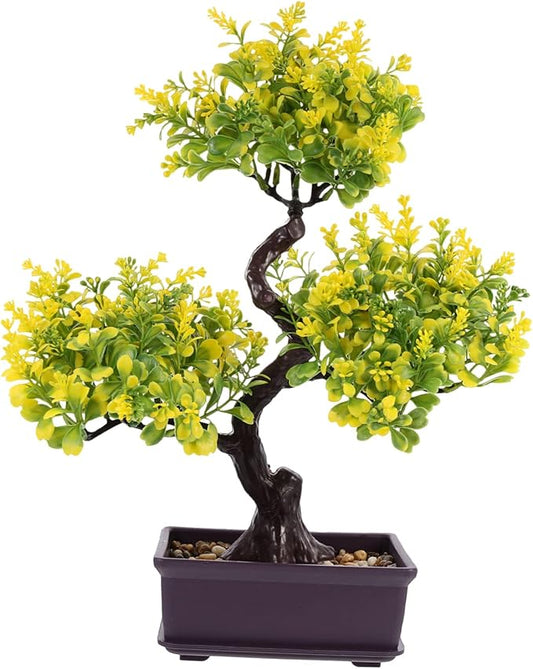 Cabilock Artificial Potted Plants Faux Bonsai Ornament for Home and Office Simulation Plants for Indoor Decoration Fake Potted for Bookshelf Desk and Living Room