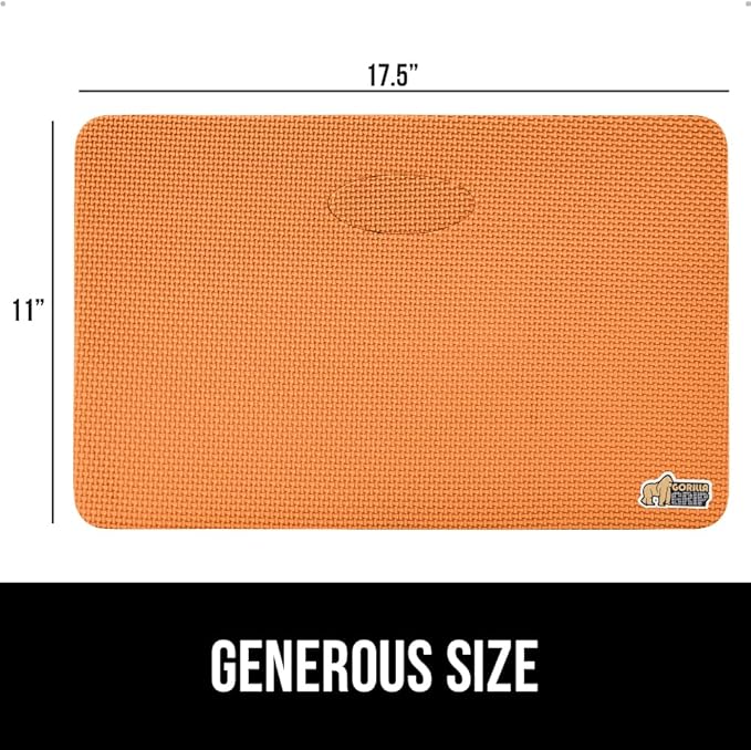 GORILLA GRIP Extra Thick Patent Pending Soft Foam Kneeling Pad, Supportive Large Cushion Knee Pads for Gardening, Baby Bath Time, Dirt and Water Resistant, Workout and Garden Supplies, 17.5x11, Orange
