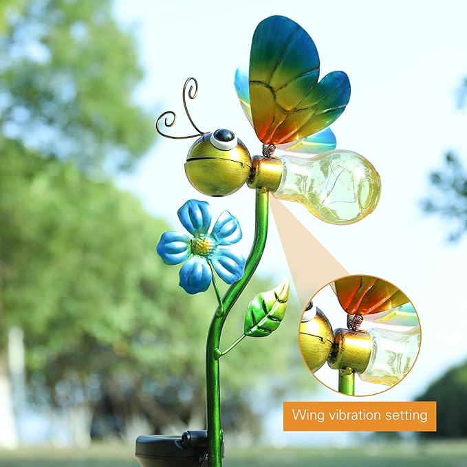 Bshine Solar Bee Outdoor Garden Decorative Lights, Waterproof Metal Stake Solar LED Lights Garden Decor Backyard, Pathway, Path, Lawn Ornaments for Mom