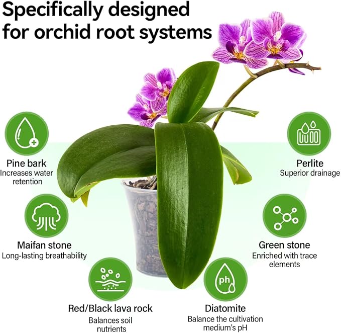 Orchid Bark Potting Mix with Pine Bark and Perlite, Fast Draining Orchid Soil for Healthy Roots, Ideal for Repotting Orchid and Orchid Bark for Indoor Plants (4 Quarts)