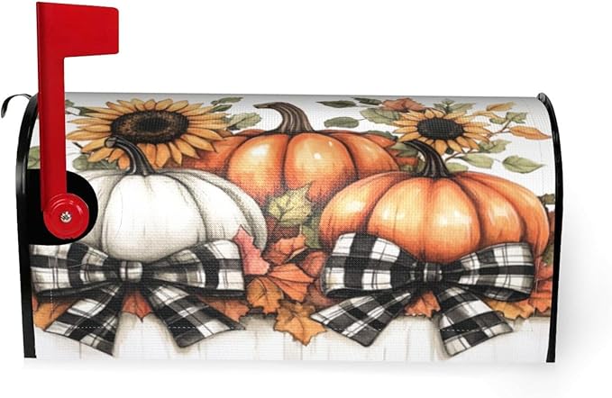 Mailbox Covers Pumpkin Sunflower Fall Thanksgiving Pumpkin Sunflower Fall Thanksgiving Magnetic Letter Post Box Cover Standard Size 21 x 18 Inch Garden Yard Home Decorative