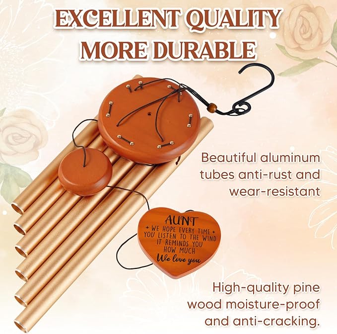 Aunt Gifts for Women, Birthday Gifts for Aunt from Niece Nephew, 36 Inches Unique Aunt Wind Chime, Large Garden Decor, Mothers Day Christmas Thanksgiving