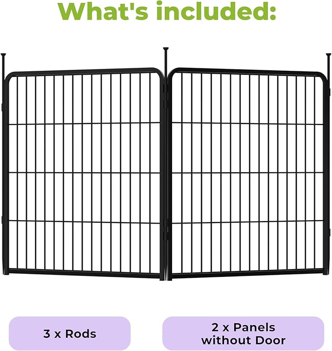 SunsGrove Garden Fence 32 in(H) x 4.5 ft(L) 2 Panels, Heavy Duty Metal Animal Barrier Fence for Dogs, Easy No-Dig Setup, Decorative Dog Fences, Black