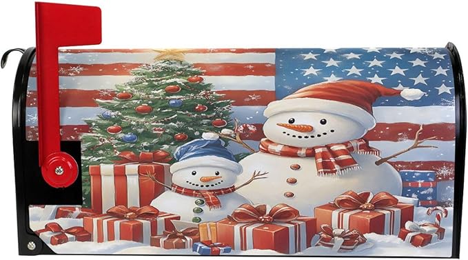 SUABO Mailbox Cover Snowman Christmas Tree Oversize Magnetic Mailbox Covers Wraps for Christmas Home Yard Garden Decor