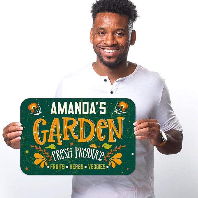Custom Garden Signs, Personalized Sign for Garden, Ideal for Mom, Mother Or Christmas Gift Sign, 12x18 Inches, Rust Free .063 Aluminum, Fade Resistant, Made in USA by Sigo Signs