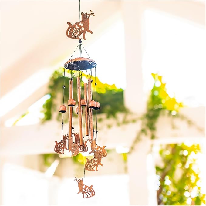 Cat Wind Chimes for Outside,Cat Gifts for Women Men/Memorial Gift/Birthday Gifts/Metal windchimes Outdoors/Indoors,Garden Decor,Patio,Home,Porch,Yard Decorations