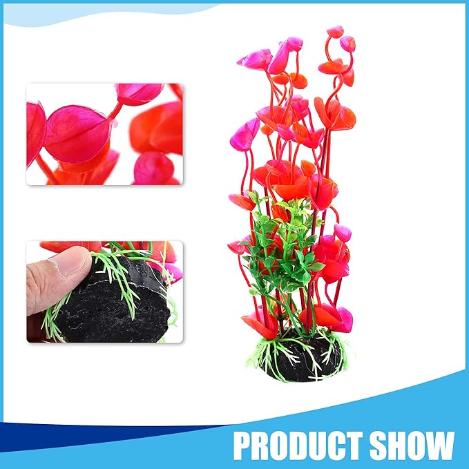 Aquarium Decoration,Aquarium Aquascaping Artificial Plants for Aquarium Fish Tank, 8Inch(Red/Green)