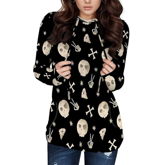 Halloween Womens Pullover Sweatshirts Trendy Drawstring Fall Sweatshirt Halloween Best Gift For Wife And Daughter