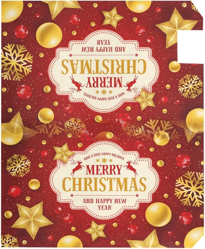 WOOR Red and Gold Christmas Magnetic Mailbox Cover with Snowflakes Oversized-20.8"x 25.5"