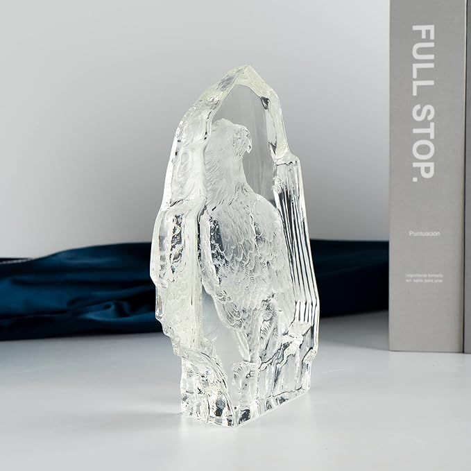 Modaier Exquisite Crystal Eagle Statue Figurine, Gift Glass Animal Decor, Collectible Sculpture for Office, Home and Garden