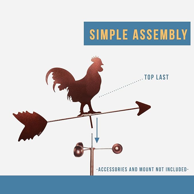 SWEN Products Rooster Chicken Weathervane Interchangeable Top Arrow Only