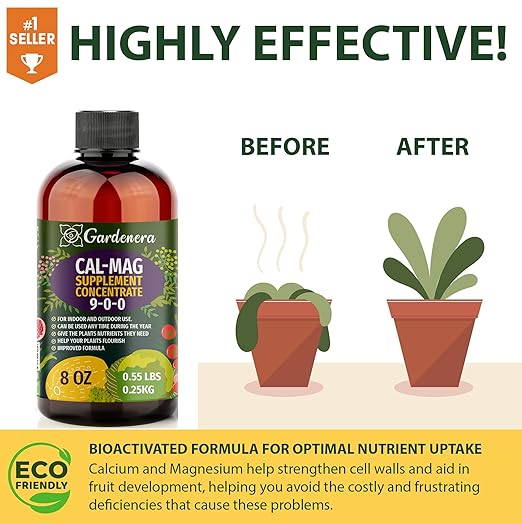 𝐁𝐄𝐒𝐓𝐒𝐄𝐋𝐋𝐄𝐑 Organic Cal-MAG Growing Fertilizer Concentrate: Calcium, Magnesium, Iron & Micronutrients Supplement for Plant Deficiencies (9-0-0 NPK) - [8 OZ]