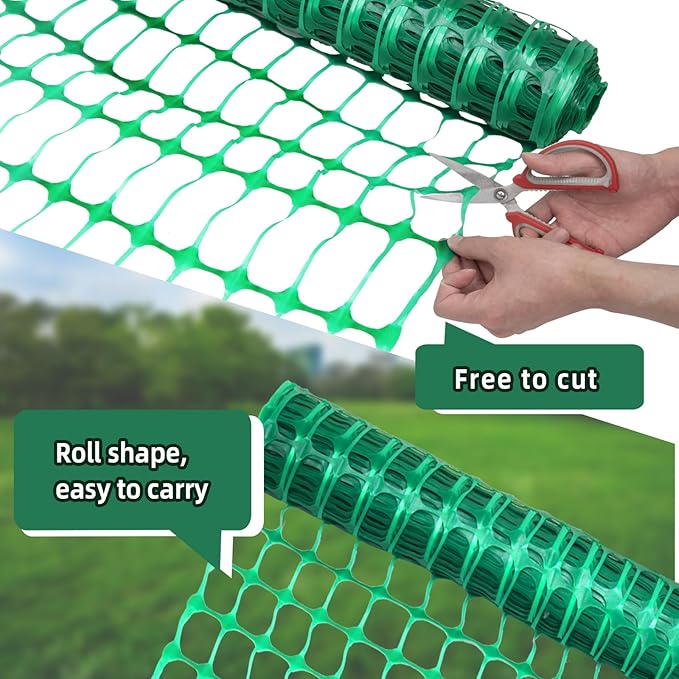 Plastic Fencing Temporary Fenc with Posts, Snow Fence 40In x 100 Ft with Stakes, Reusable Safety Fence, Construction Fence, Plastic Fence Roll, Construction Fencing for Garden, Pool, Lawn Deer