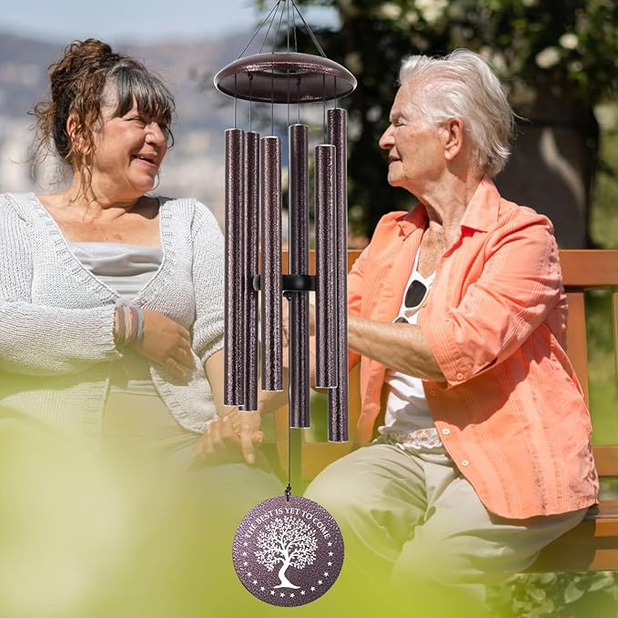 Personalized LifeTree Wind Chimes Deep Tone, Retirement Gifts for Woman/Man, Custom Congratulations Words for Retire, Outdoor Decorative Wind Chimes Metal (Produced in USA)