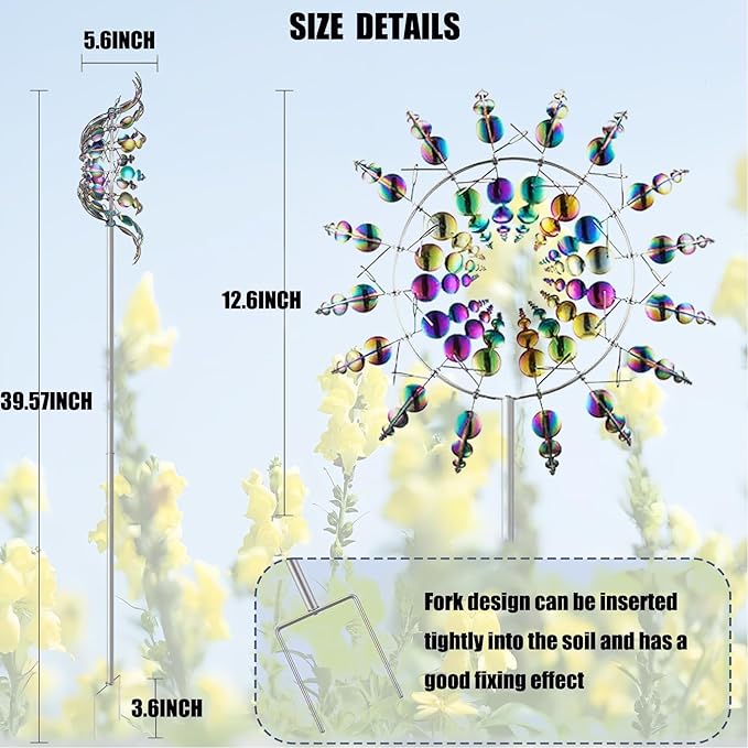 Windmill for Yard and Garden, Wind Spinner, Magical Metal Windmill for Backyards, 3D Wind Sculptures & Spinners Outdoor, Kinetic Garden Sunflower Wind Spinners (Colorful)