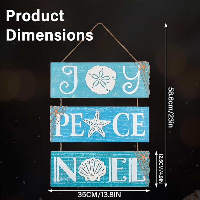 JQAQJU Beach Christmas Wall Decor for Coastal Christmas Ornaments With Starfish, 3D Nautical Christmas Decorations Ocean Signs For Porch Bathroom Indoor Home